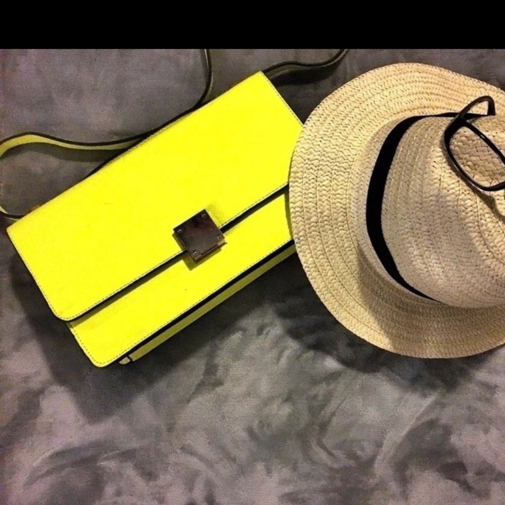Neon Green Two way strap bag.
